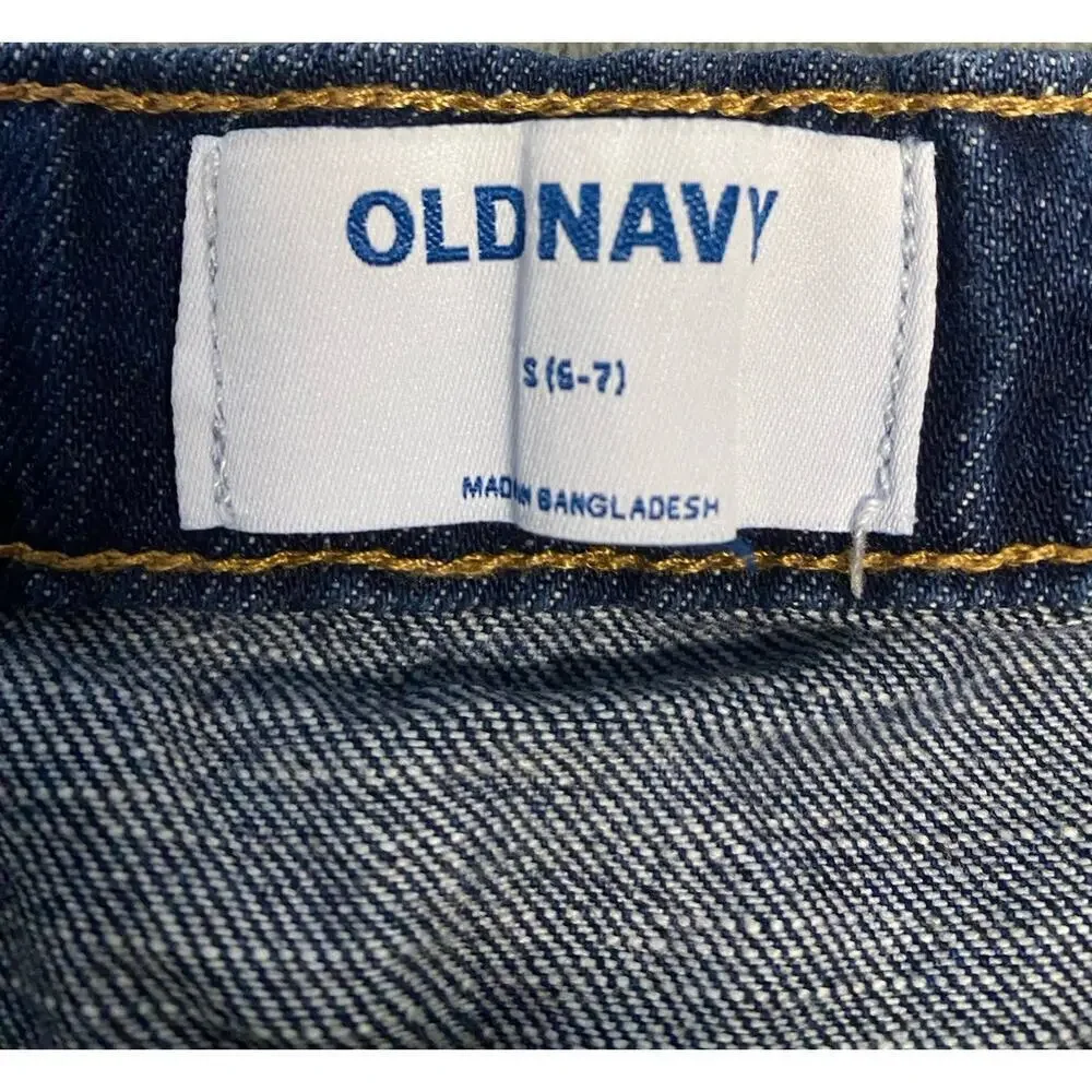 Old Navy Girls Jean Skirt Snap Front Adjustable Waist Size S 6/7 Denim Skirt
